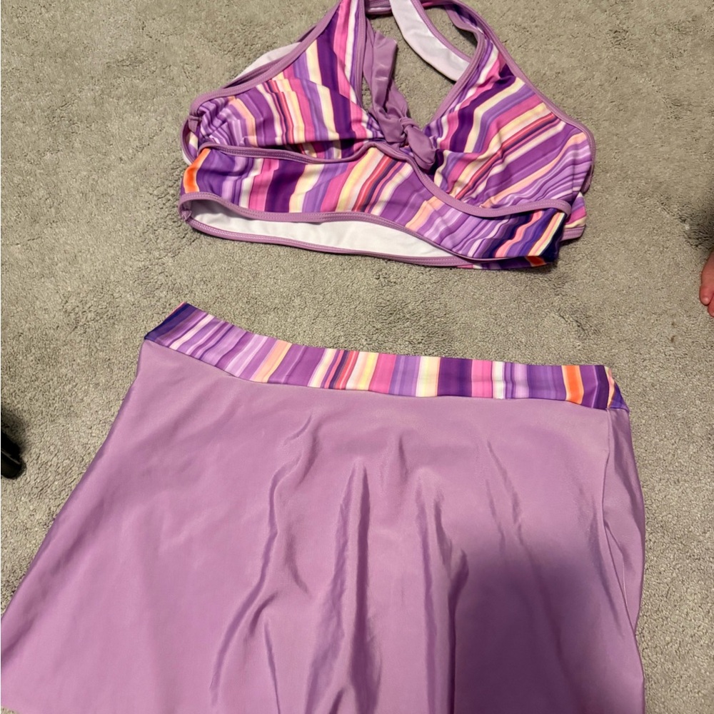 Striped Purple Bikini Set
